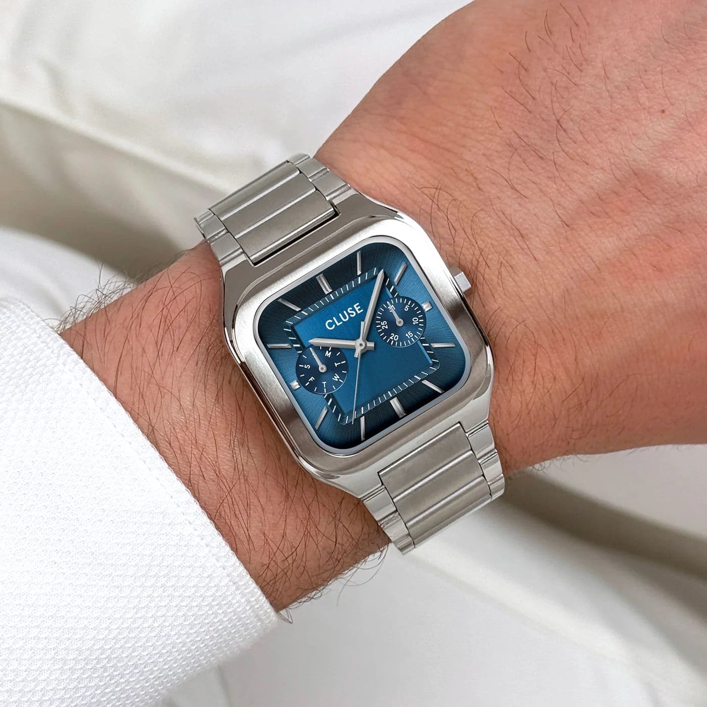 Quadrus Multifunction Watch Leather, Light Brown, Silver Colour