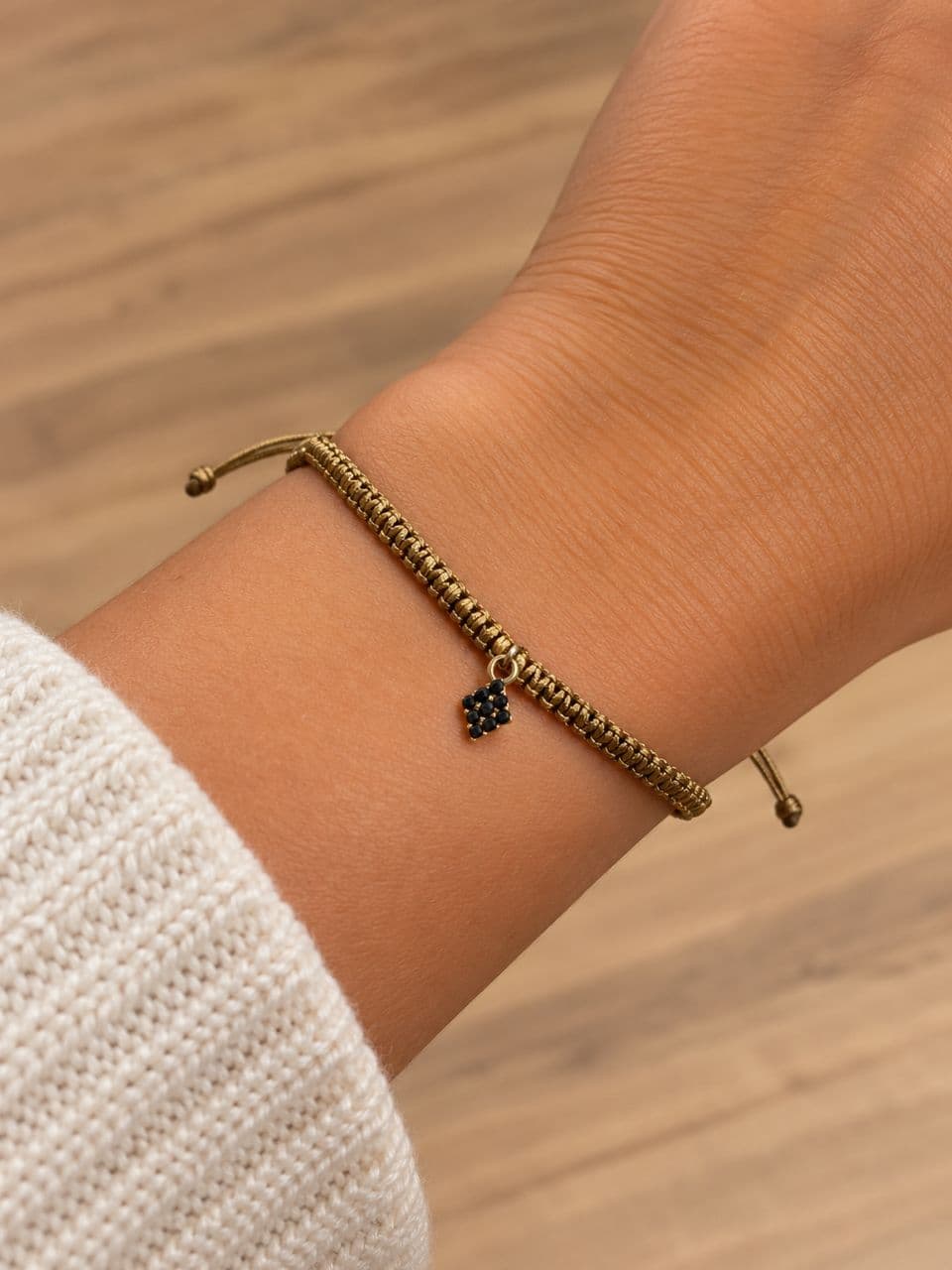 Bracelet Olek - Losange/cordon Kaki