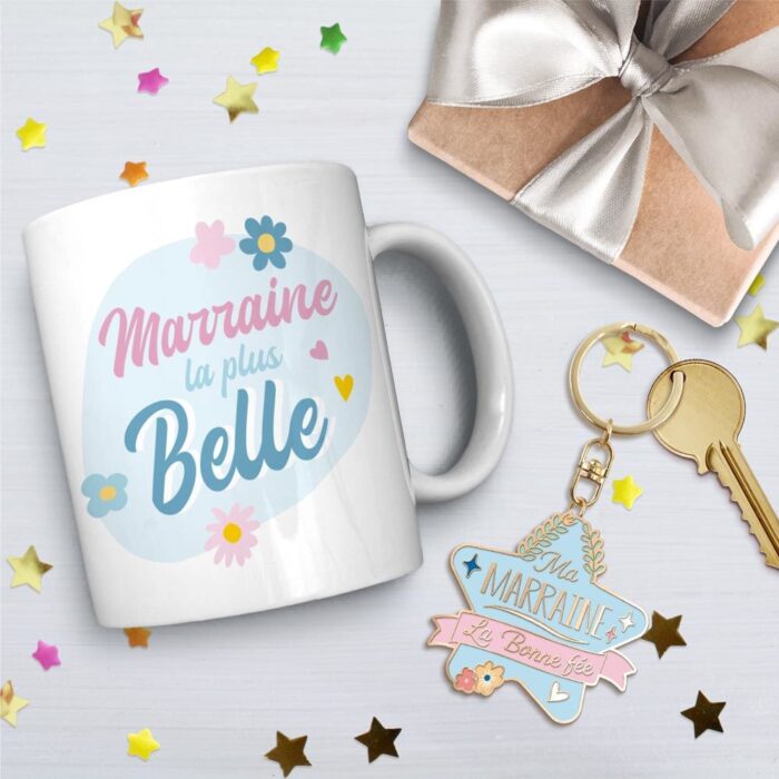 Coffret mug/porte clés - Marraine la plus belle