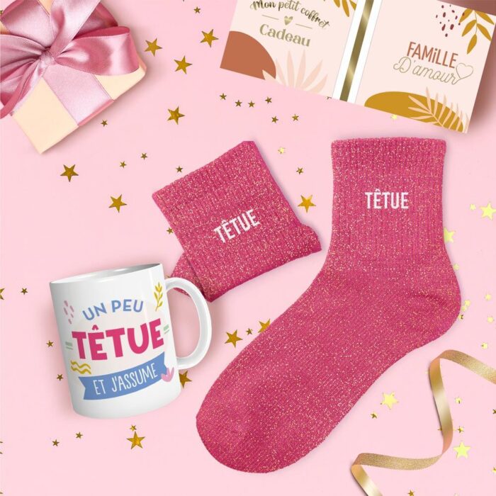 Coffret mug chaussettes paillettes Têtue